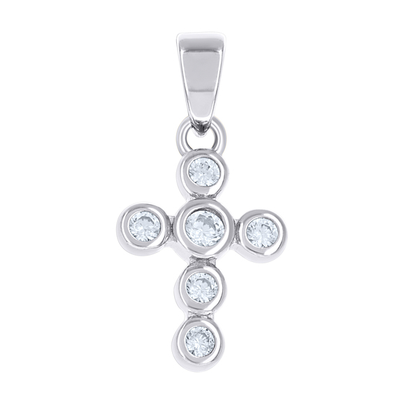 Jorie Jewelry - 925 Sterling Silver Womens Cubic-Zirconia Cross Religious Charm Pendant